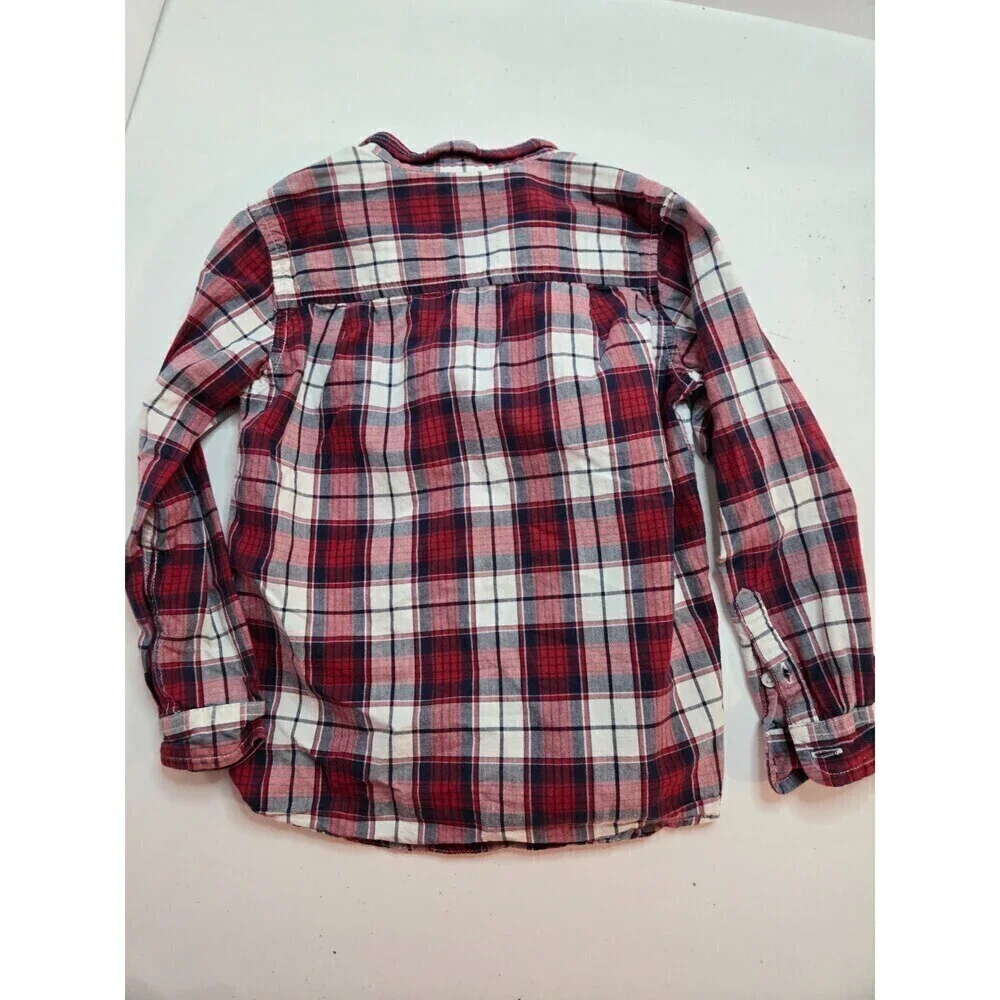 The Children's Place Boy's Red and White Plaid Long Sleeve Shirt Size 5T